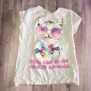 Children’s place white cat Tee. Sz XL